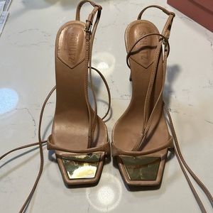 Lace up nude Schultz 4 inch heels